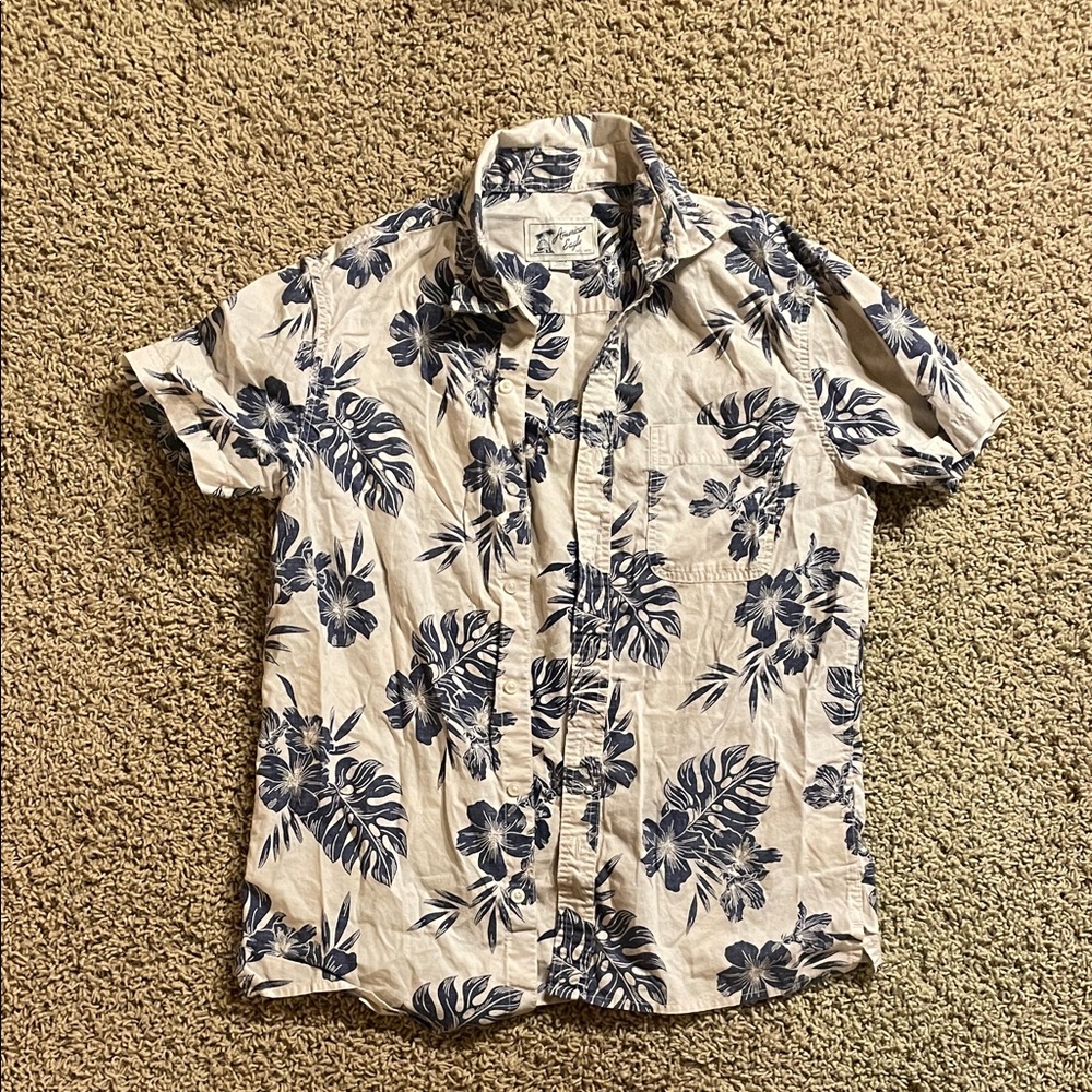 American Eagle Blue/White Hawaiian Shirt